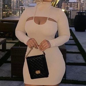 Ribbed Mock neck Mini Dress